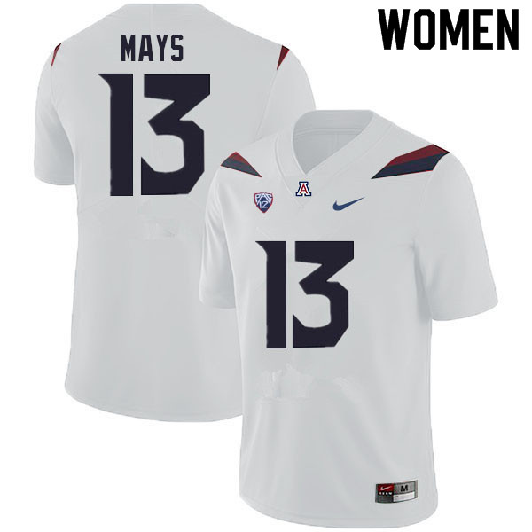 Women #13 Isaiah Mays Arizona Wildcats College Football Jerseys Sale-White - Click Image to Close